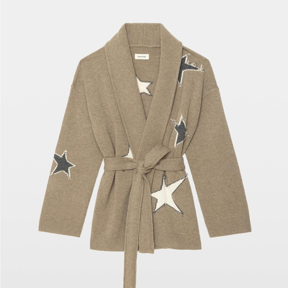 Zadig & Voltaire Alpa Outline Stars Wool Cashmere Cardigan - Picture 6 of 11